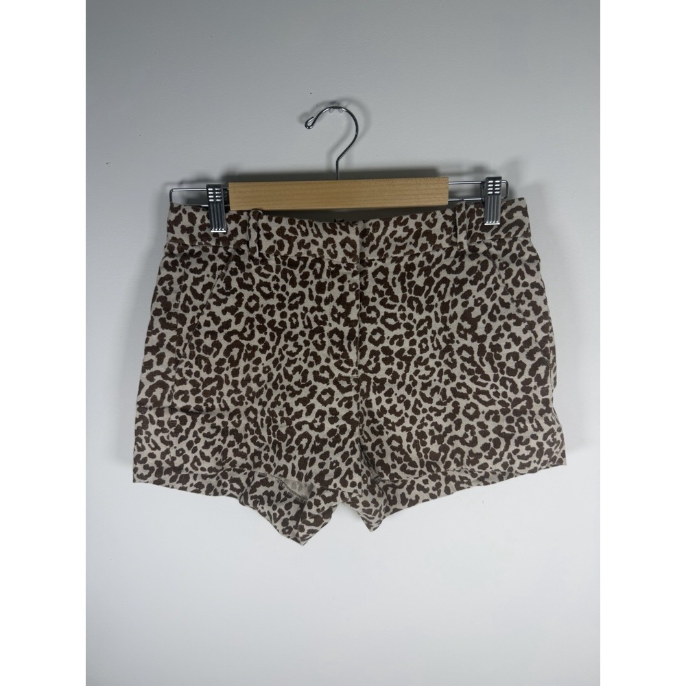 J.Crew 100% Linen Leopard Print Shorts Women's Size 4 Brown Animal Casual Summer